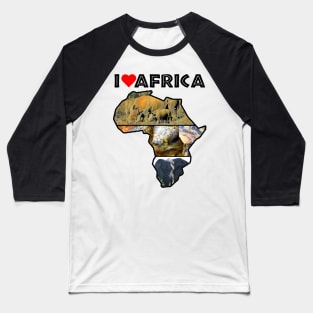 I Love Africa Wildlife Collage Map Baseball T-Shirt